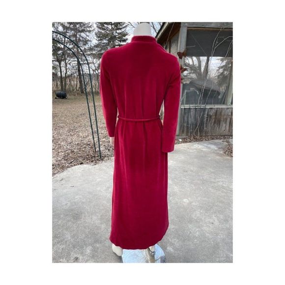 Vintage | 70s DIamond Tea Velvet Robe Burgundy Half-Zip Dressing Gown By Diane D - Picture 6 of 16